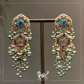 Ruby Pearls Chandelier Earrings